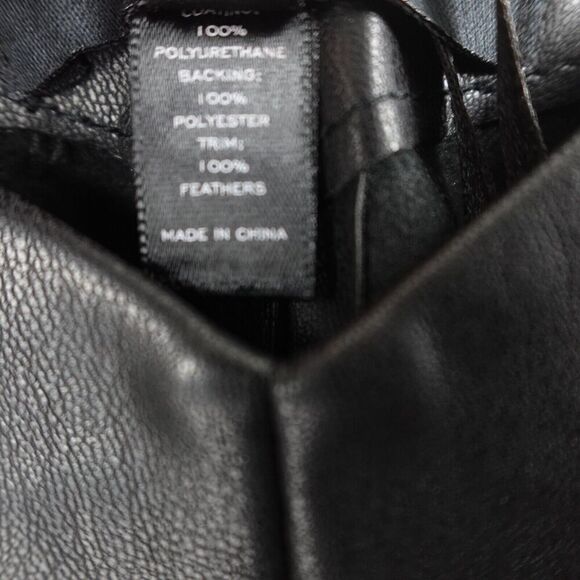 Lamarque Womens Mollie Faux Leather Feather Trim Sleeveless Slip Dress X-Large - Picture 10 of 10